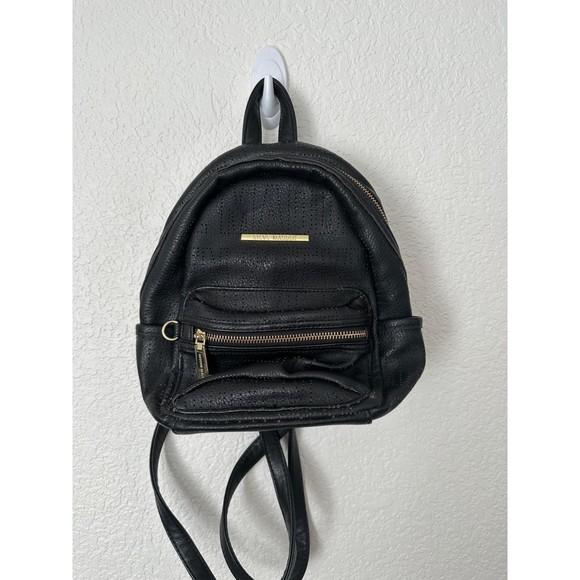 Steve Madden Handbags - STEVE MADDEN Black Mini Backpack Perforated Leather